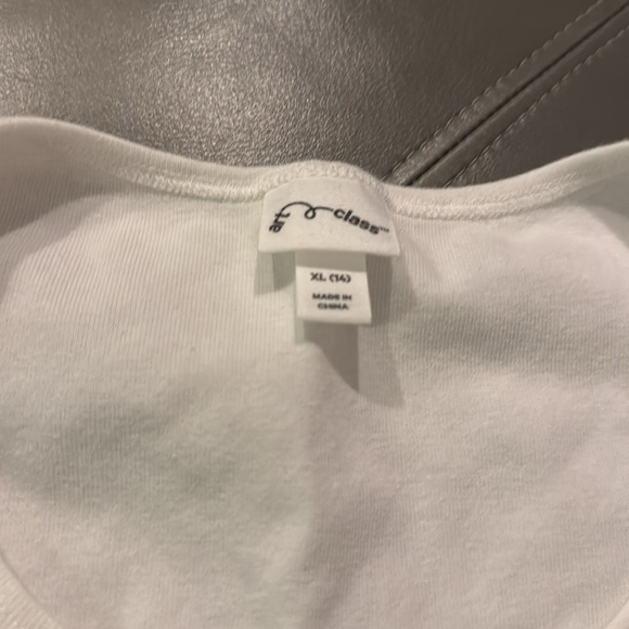 Art Class White Ribbed T-Shirt Like New Sz XL14 - Picture 2 of 3